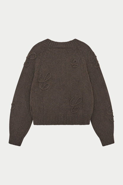 SCRIPT APPLIQUE OVERSIZED JUMPER - COCOA
