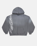 SCRIPT HOODIE ANTRACITE GREY - grey script print hoodie, front view - Cold Culture