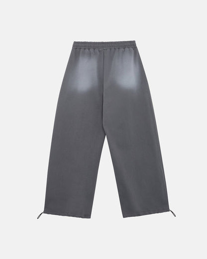 SCRIPT SWEATPANTS ANTRACITE GREY - dark grey script print sweatpants, back view - Cold Culture