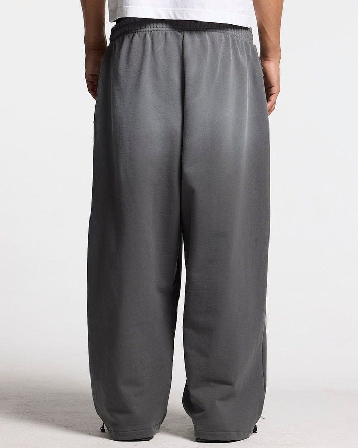 SCRIPT SWEATPANTS ANTRACITE GREY - dark grey script print sweatpants, back view on male model - Cold Culture