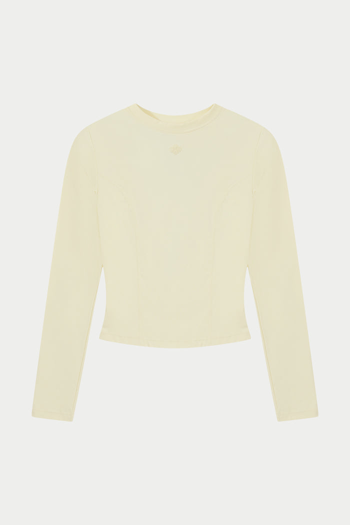 SCULPTING STRETCH CROSSOVER BACK LONG SLEEVE TOP - YELLOW