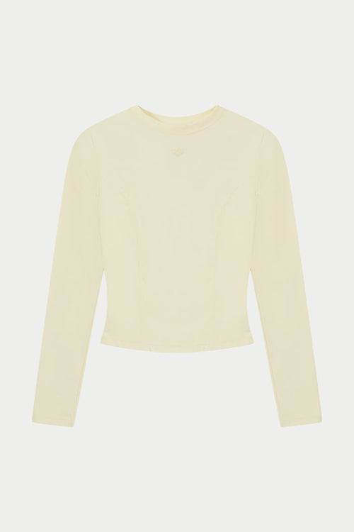SCULPTING STRETCH CROSSOVER BACK LONG SLEEVE TOP - YELLOW