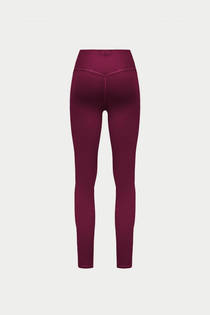 SCULPTING STRETCH EMBLEM LEGGINGS - PLUM