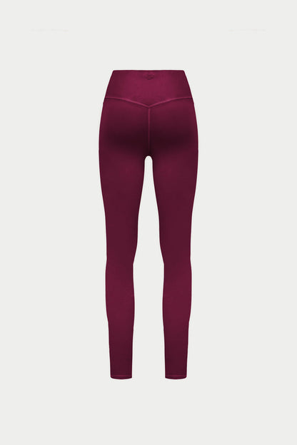 SCULPTING STRETCH EMBLEM LEGGINGS - PLUM