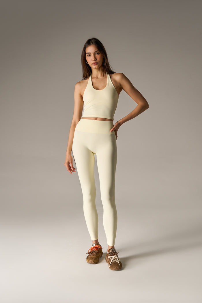 SCULPTING STRETCH HALTERNECK TOP - YELLOW