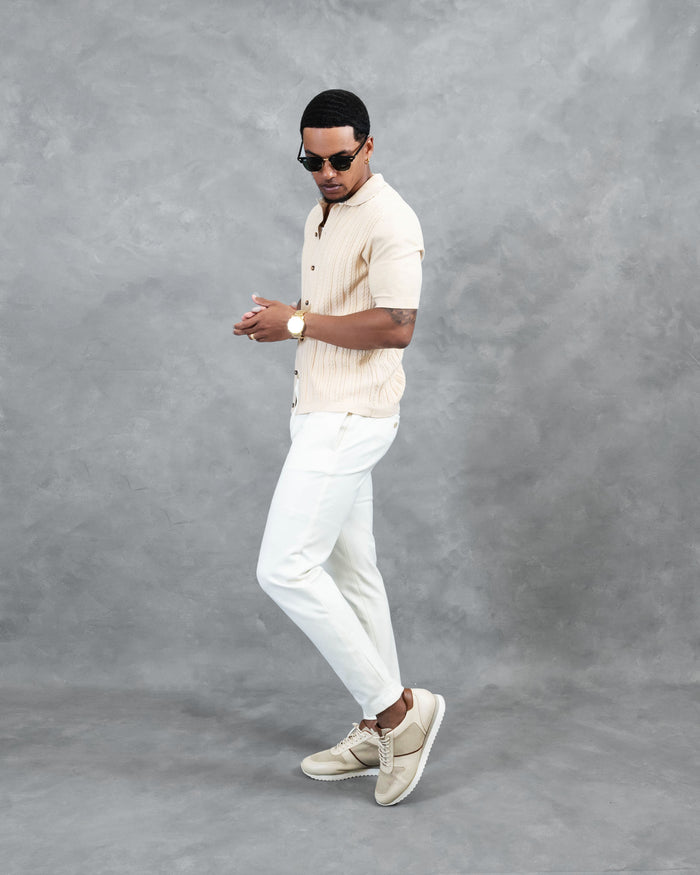 Southern Gents Knit Polo - Cable Knit Tan