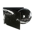 A CD partially slid out of a black and white case, both featuring abstract cosmic designs with floating, partially obscured figures and subtle hints of Halo Shine illuminating the ethereal scene.
