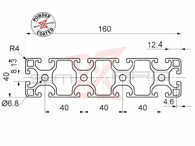 SimXPro 40x160 Profile Black - Sim Race Webshop B.V.