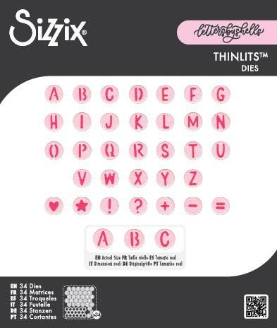 Sizzix - Thinlits Die Set - Letters by Shell - Alphabet Beads. (34pk) Available at Embellish Away located in Bowmanville Ontario Canada.