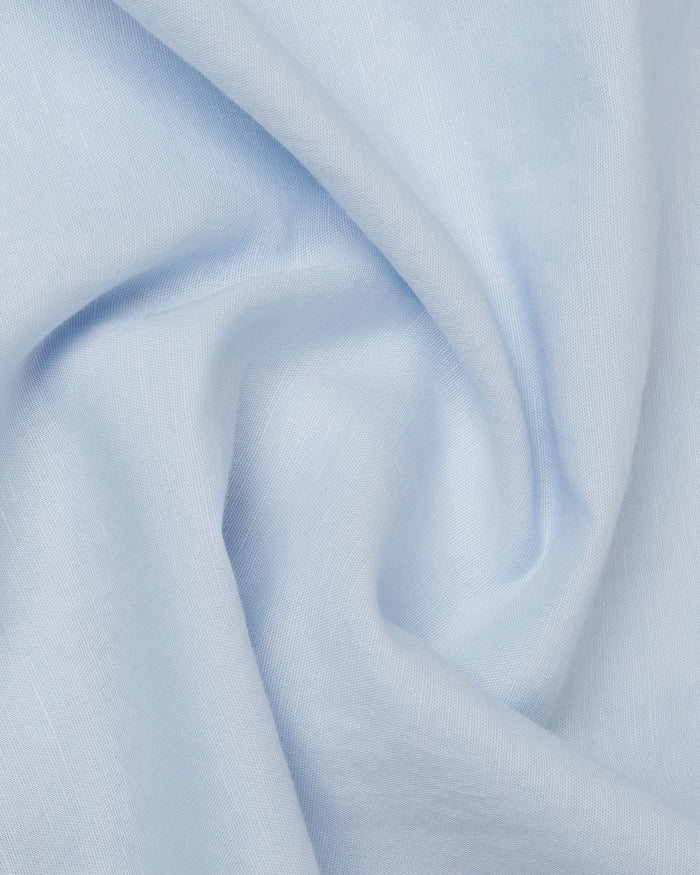 Sky Blue Half Sleeve Linen Solid Shirt - Cleo