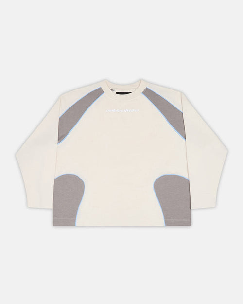 SLIDER LONGSLEEVE TEE GREY - grey panelled longsleeve tee, front view - Cold Culture