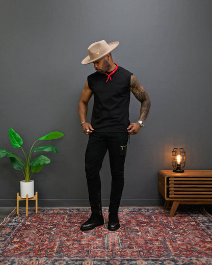Southern Gents Slim Cargo Trousers - Black