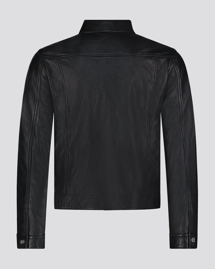 Southern Gents Signature Leather Trucker Jacket - Black
