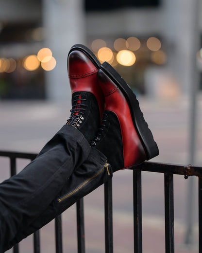 Southern Gents Men's Logan Captoe Boot - Black + Cherry Red