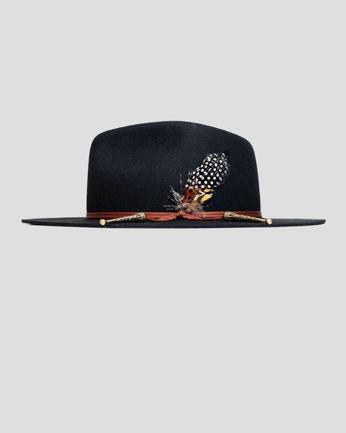 Southern Gents Lone Star Fedora Hat - Black