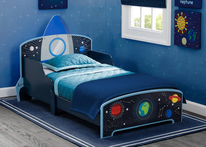 Delta Children Space Adventures (1223) Rocket Ship Wood Toddler Bed, Hangtag View