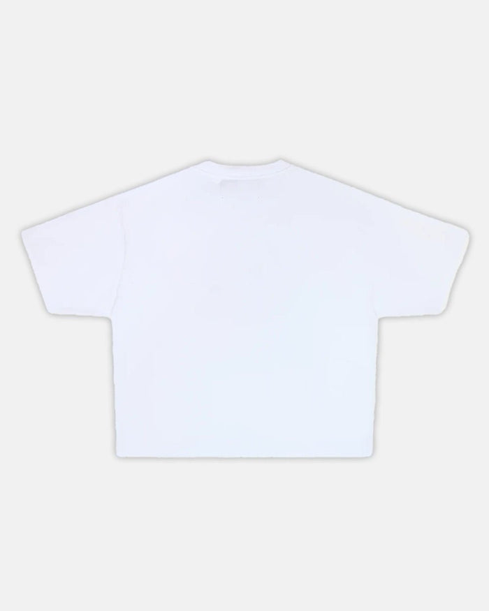 SPIDER TEE WHITE - white graphic print tee, back view - Cold Culture