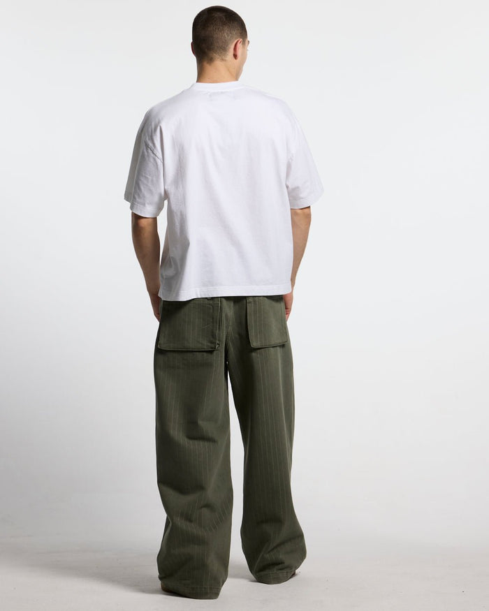 SPIDER TEE WHITE - white graphic print tee, back view on male model - Cold Culture #man