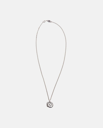 SPIRAL NECKLACE - silver spiral pendant necklace, flat lay - Cold Culture