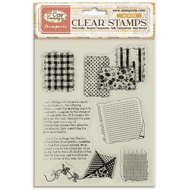 Stamperia - Clear Stamp - Cozy Family. Acrylic stamp, 14 x 18cm. Available at Embellish Away located in Bowmanville Ontario Canada.