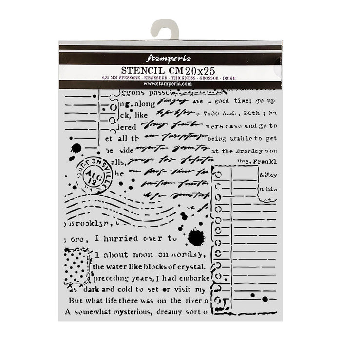 Stamperia - Stencil - Cozy Family - Letters. Available at Embellish Away located in Bowmanville Ontario Canada.