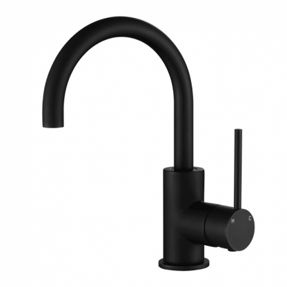 Star Mini Matte Black Swivel Basin Mixer - Acqua Bathrooms