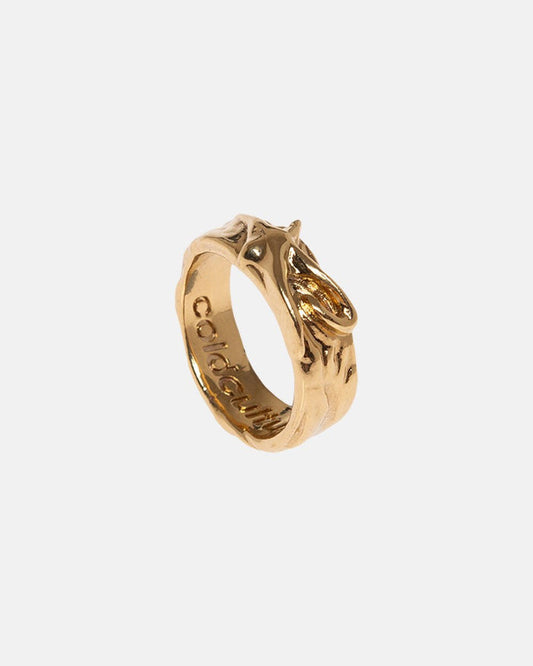 STARFISH RING - gold sculpted band ring, side view - Cold Culture