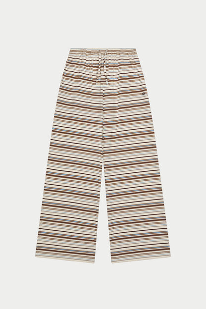 STRIPE WIDE LEG TROUSERS - BEIGE