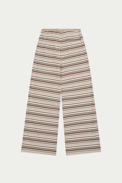 STRIPE WIDE LEG TROUSERS - BEIGE