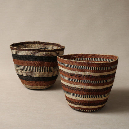 Striped sisal basket