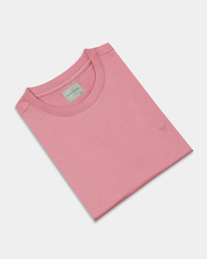 Summer Pink Crew Neck Solid T-Shirt - Peralta