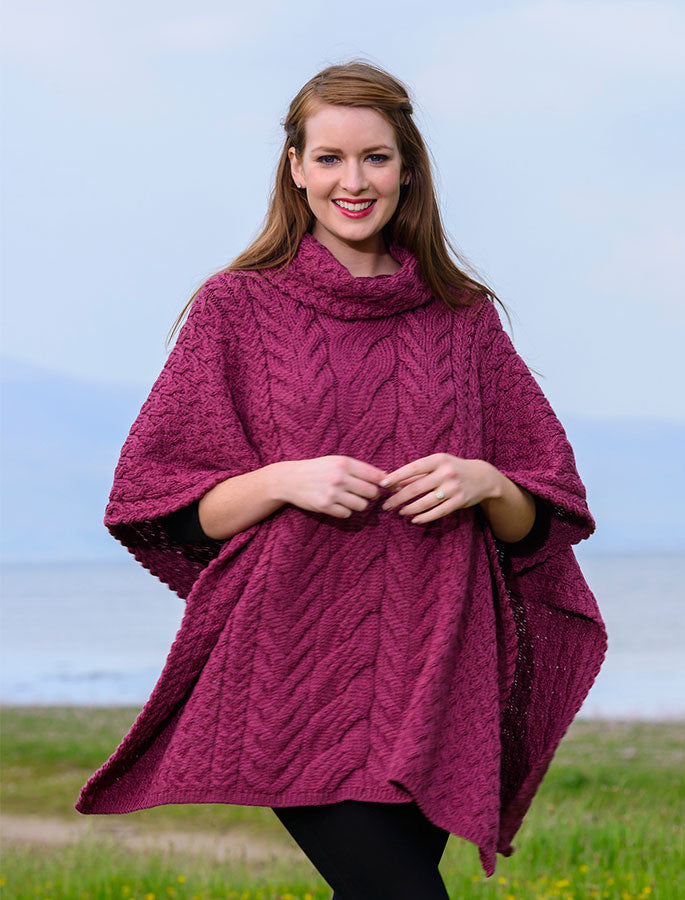 Super Soft Cowl Neck Poncho - Jam #color_jam