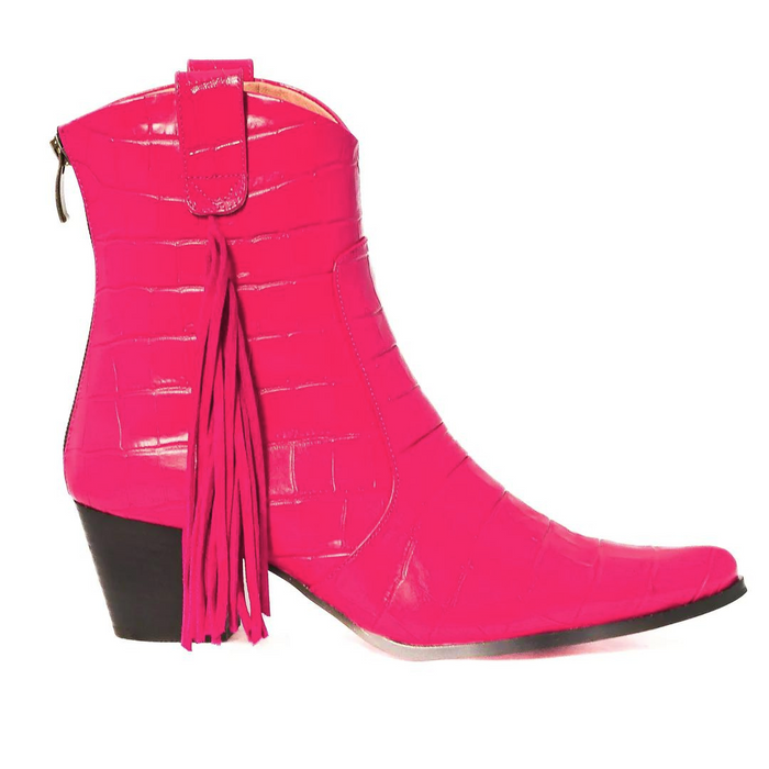 Sydney Pink Fringe Bootie