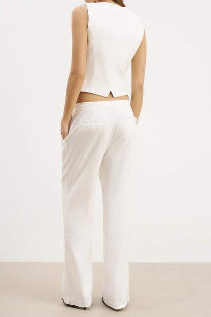 Tailored Linen Trousers - White