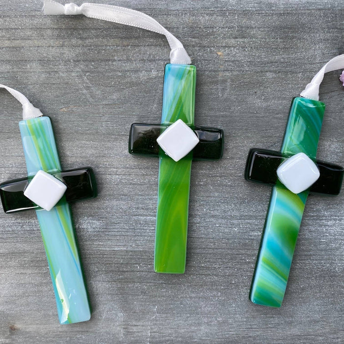 "Teacher" Mosaic Glass Cross