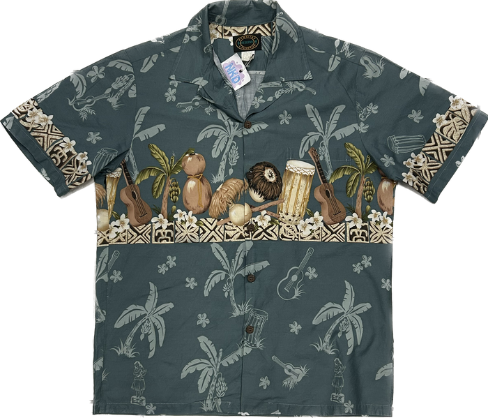 Teal Coconut Palmtree Patterned Summer Shirt