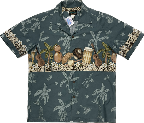 Teal Coconut Palmtree Patterned Summer Shirt