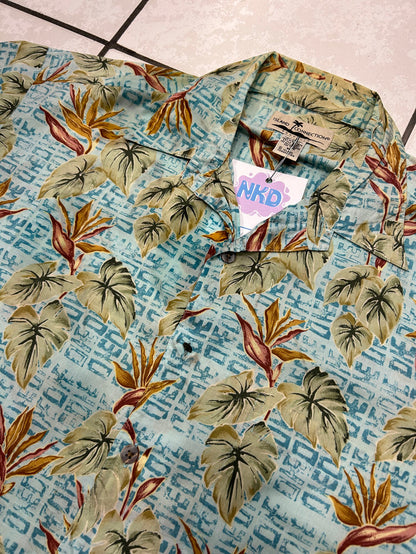 Teal Cotton Floral Summer Shirt