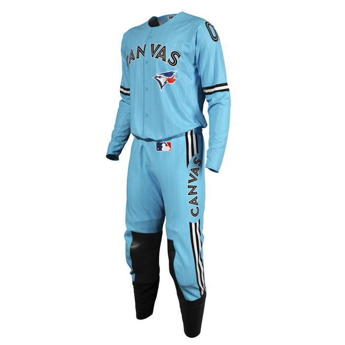 Light blue baseball uniform that is a tribute to the Toronto Blue Jays MLB Baseball Team