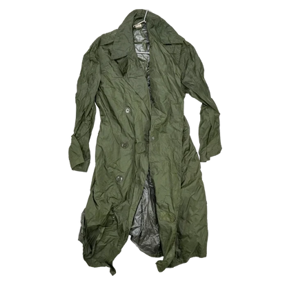 US Army Olive Nylon Raincoat - 36R, Small - US Army Surplus - Rain Jackets