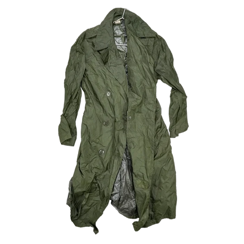 US Army Olive Nylon Raincoat - 36R, Small - US Army Surplus - Rain Jackets