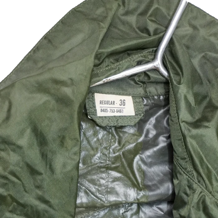 US Army Olive Nylon Raincoat - 36R, Small - US Army Surplus - Rain Jackets