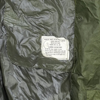 US Army Olive Nylon Raincoat - 36R, Small - US Army Surplus - Rain Jackets