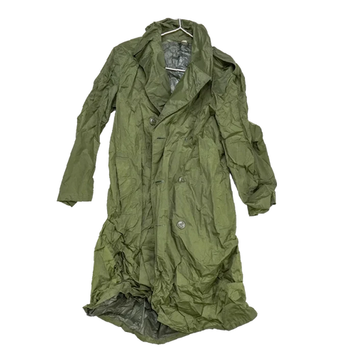 US Army Olive Nylon Raincoat - 36S, Small - US Army Surplus - Rain Jackets