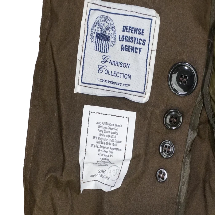 USGI AGSU All Weather Coat - 38R, Medium - US Army Surplus - Great Coats
