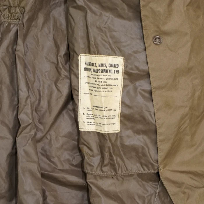 USGI Taupe Shade No. 179 Nylon Raincoat - 38R, Medium - US Army Surplus - Rain Jackets