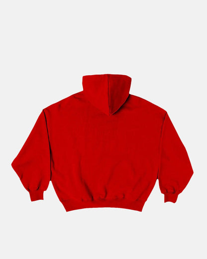 VARSITY HOODIE ASTORATH RED - red varsity hoodie, back view - Cold Culture