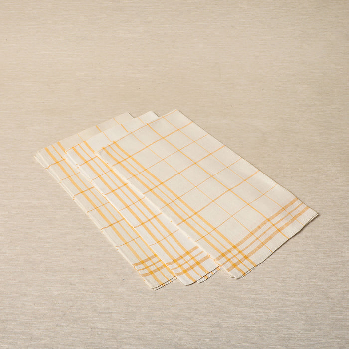 Vintage yellow check linen towels