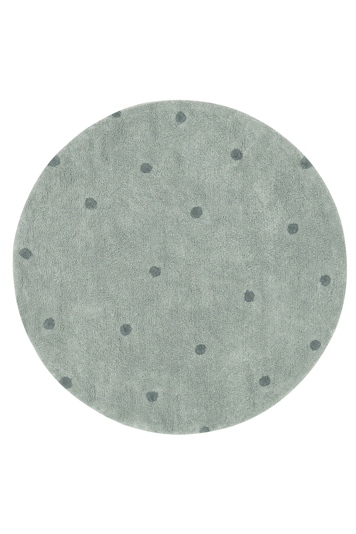 Washable Rug, Round Dot in Blue Sage