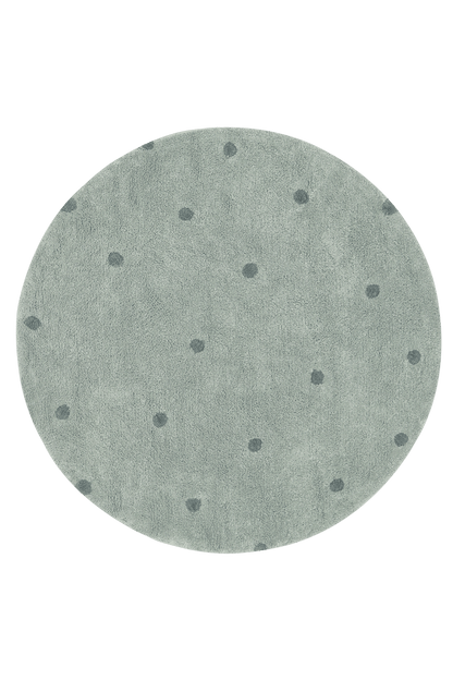 Washable Rug, Round Dot in Blue Sage